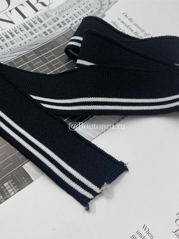 Подвяз трикотажный черный с тонкими белыми полосками 0,7 м, ширина 3,5 см