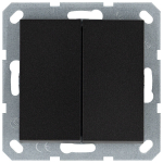 Выключатель двухклавишный проходной 10A 250V~ с накладкой, цвет Антрацит