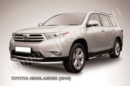 Защита переднего бампера (нержавейка) Toyota Highlander (2010-2013) d57 длинная