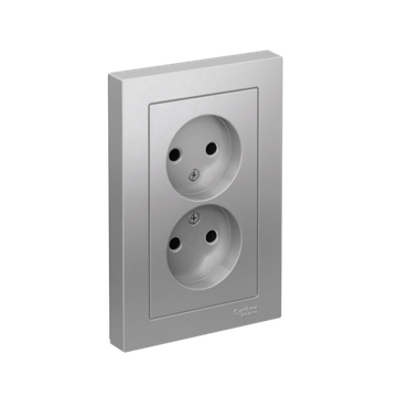 Розетка 2-м СП AtlasDesign 16А IP20 без заземл. в сборе алюм. SE ATN000320