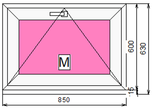 Пластиковое окно 600 х 850 фрамуга (форточка) ТермА Эко + Москитная сетка
