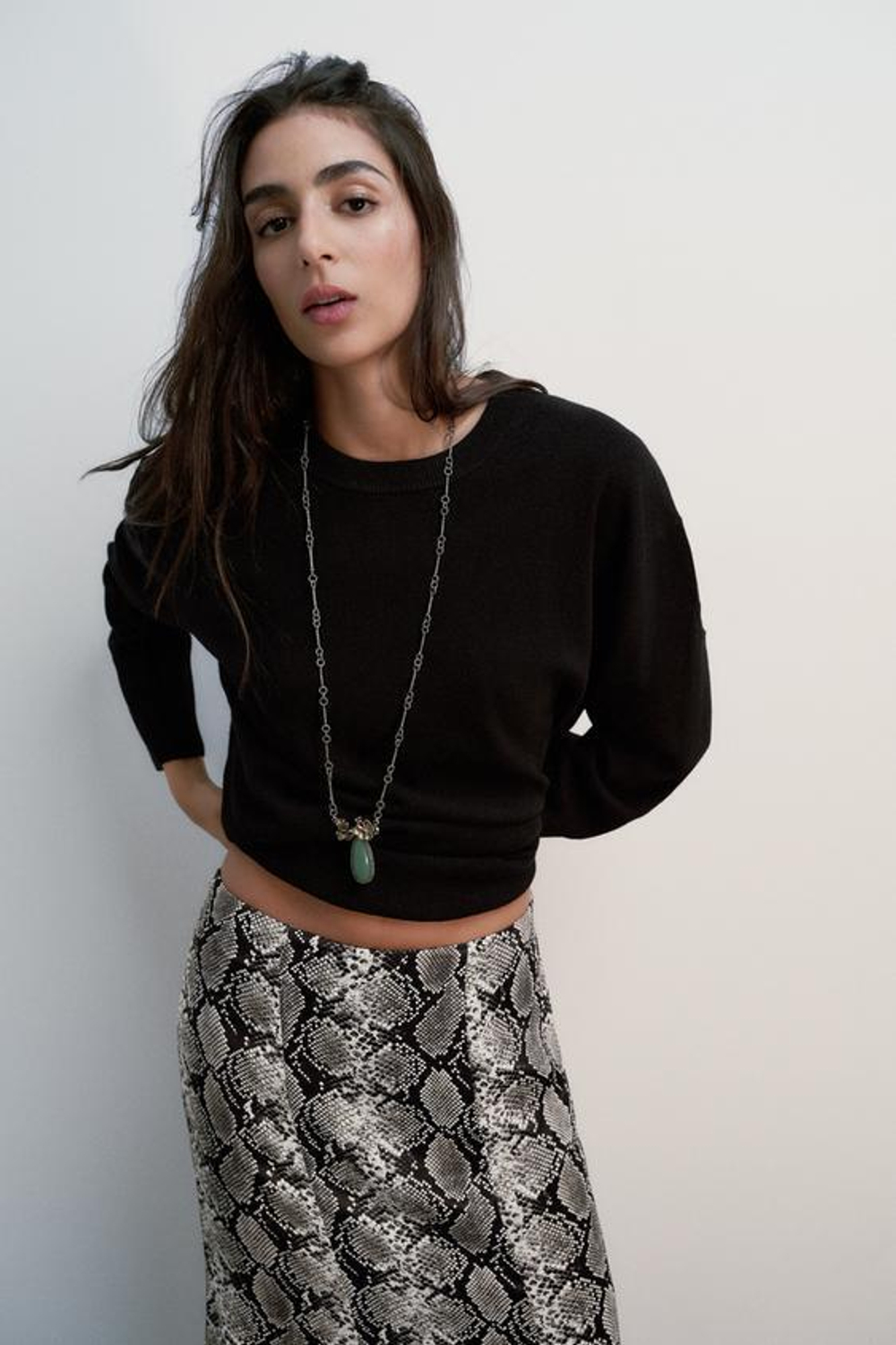 ZARA АТЛАСНАЯ ЮБКА МИДИ С АНИМАЛИСТИЧЕСКИМ ПРИНТОМ, ЗМЕИНЫЙ ПРИНТ