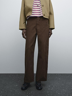 Massimo Dutti Брюки из смесового хлопка, шоколадный