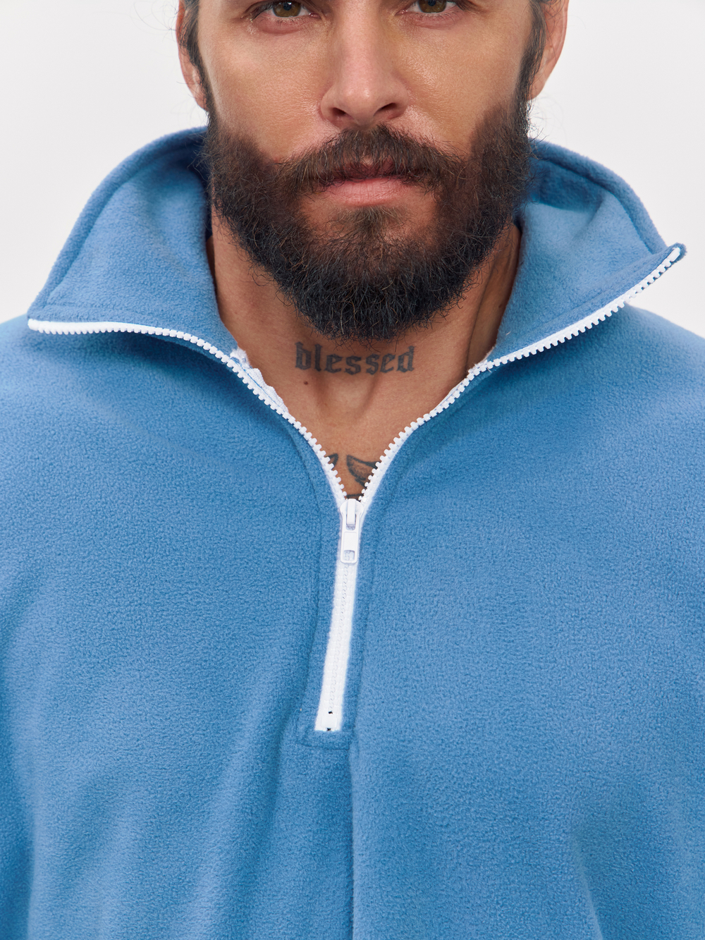 Свитшот "half zip" флисовый (голубой)
