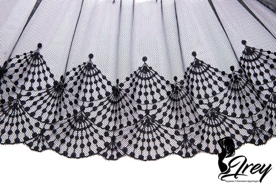 05-148 ОПТ Вышивка на неэл. сетке 19 см, черный