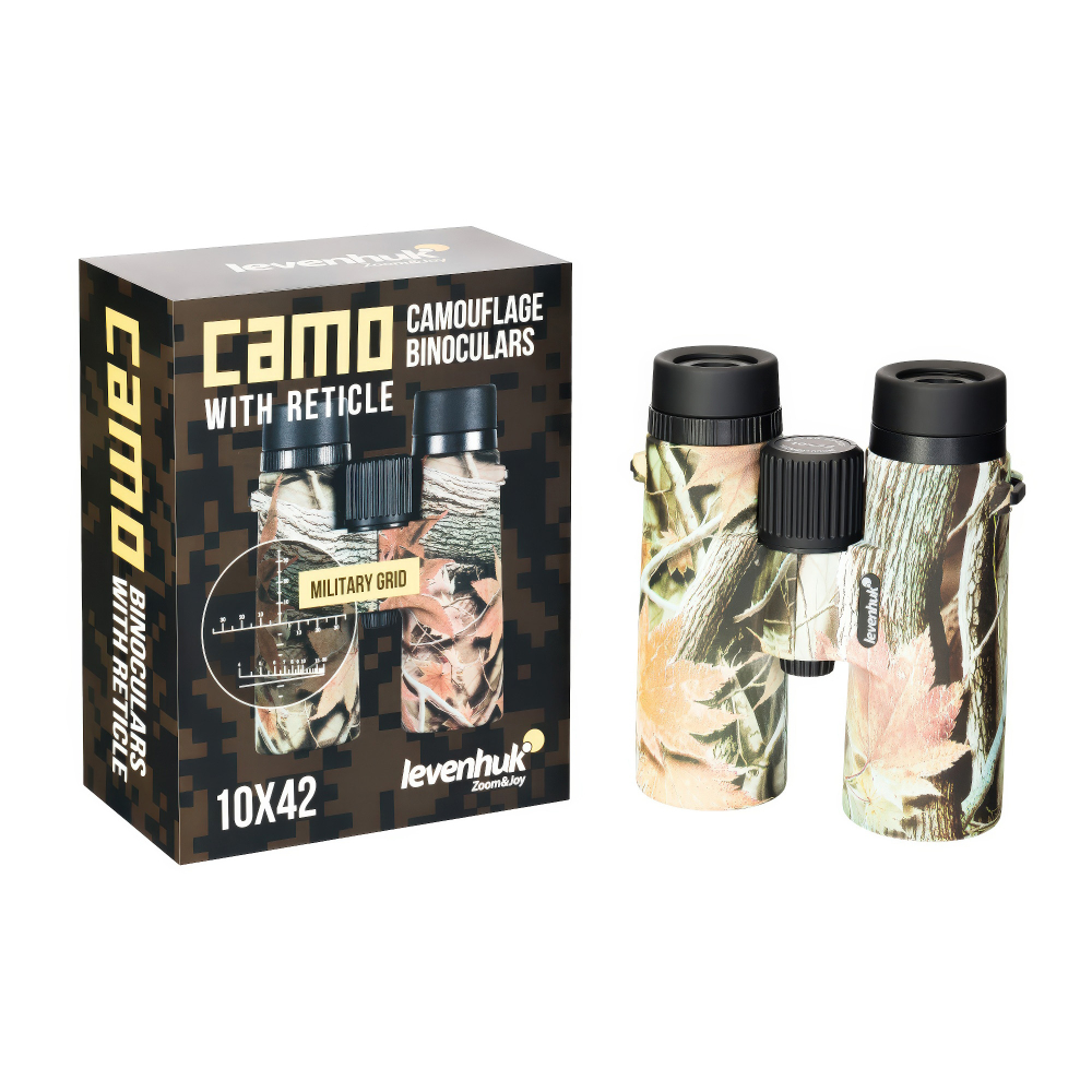 Бинокль Levenhuk Camo Rind 10x42 с сеткой - Установка на штатив через стандартный адаптер 1/4