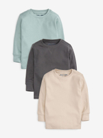 Лонгслив для мальчика Next 866-331, 3 шт., Голубой, Темно-серый, Песочный
