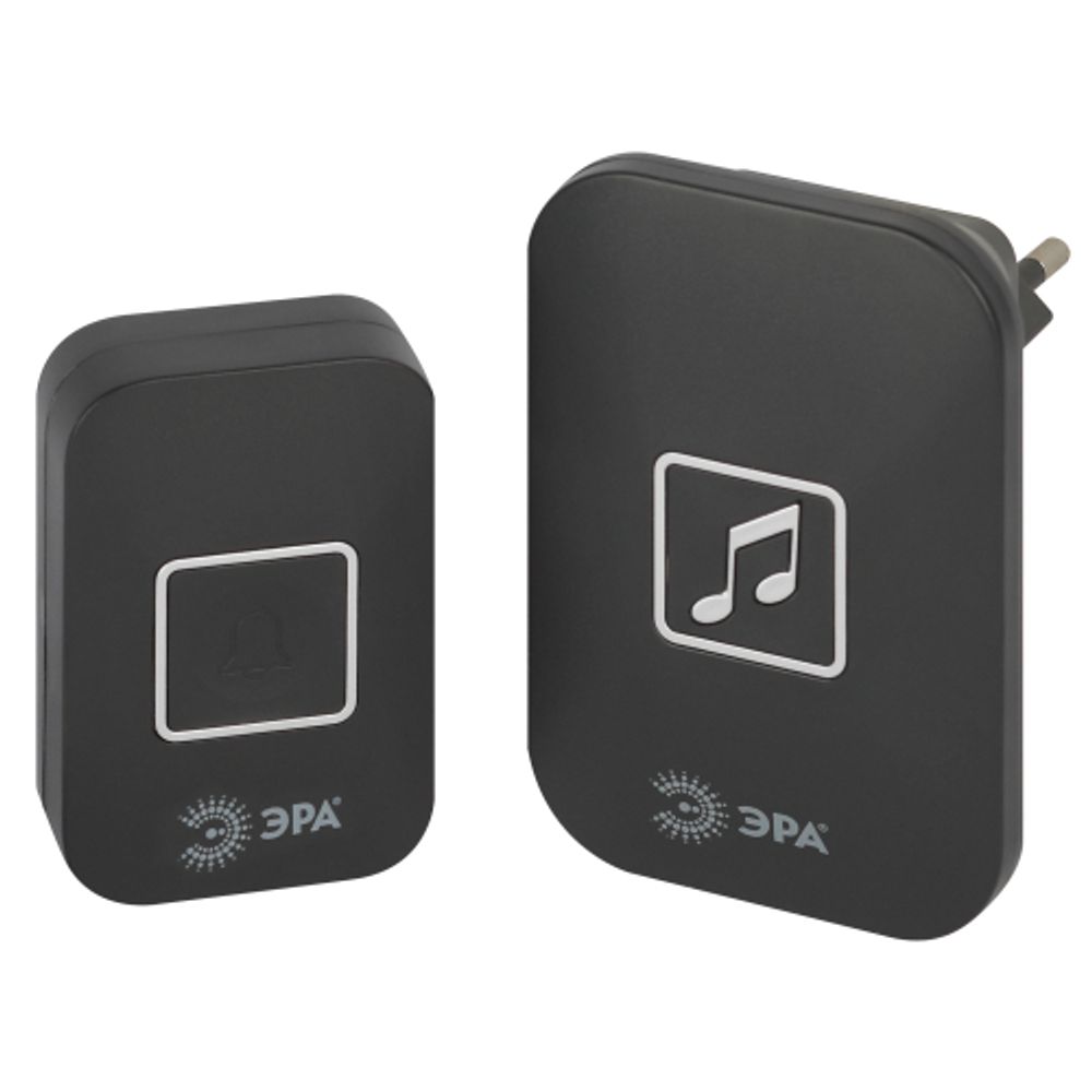 Звонок дверной ЭРА С97 беспроводной, от сети, черный, 60 мелодий | Электрозвонки беспроводные