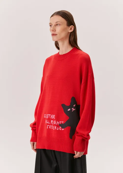 Джемпер ALL CATS RESERVED красного цвета