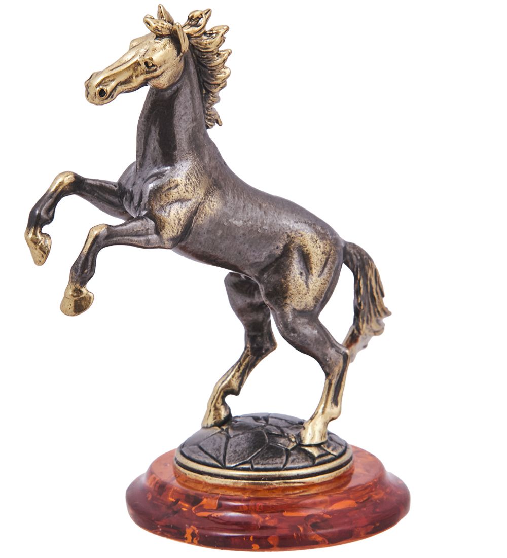 Народные промыслы AM-4232 Фигурка «Лошадь Спирит» бол. (латунь, янтарь)