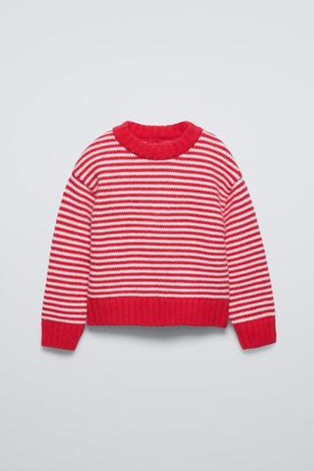 ZARA СВИТЕР В ПОЛОСКУ, КРАСНЫЙ