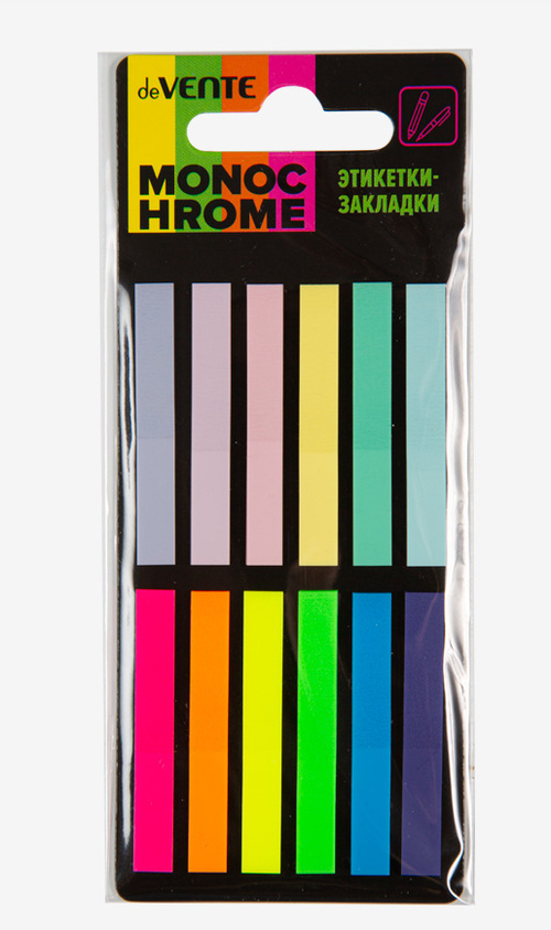 Закладки самоклеющ. 45*6 мм 12*20 л. 6 неон. и 6 пастель цвета(ов) ДЕВЕНТЕ