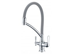 Смеситель для кухни с переключателем на питьевую воду, с съемным силиконовым шлангом TL-18023-chrome