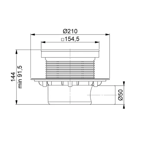 Трап горизонтальный BETTOSERB SIMPLY PERFECT MULTISIPHON нерж с угловым выпуском 50мм 150*150мм 42460