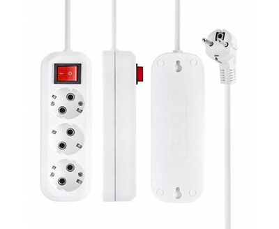 Удлинитель 3-мест. с з/к 2P+E 16А 5м (ПВС 3x1) белый, с выкл. PLEXUP