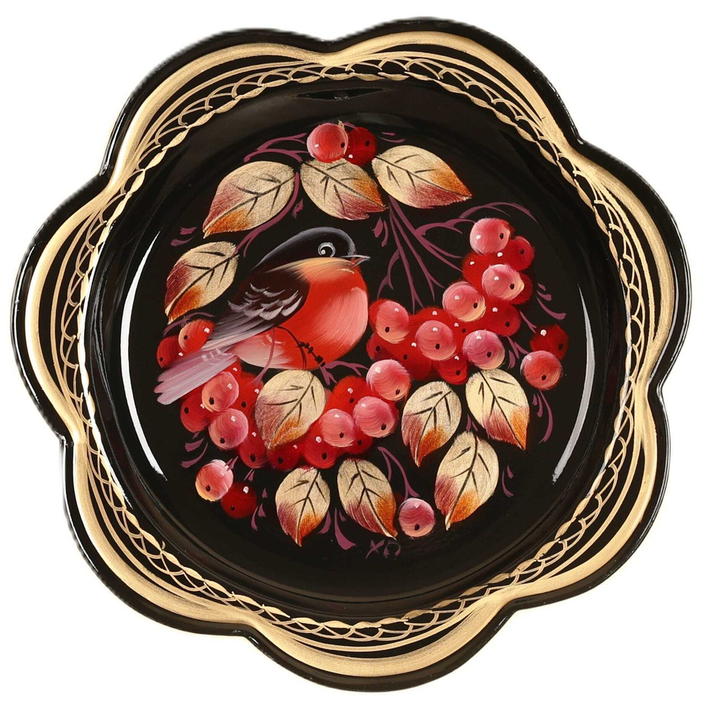 Жостовский поднос декоративный, размер 18 см (A1), металлический