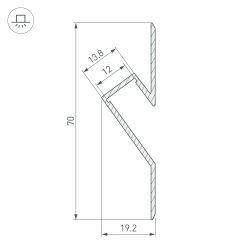 Профиль ARH-DECORE-S12-CAVE-F-2000 ANOD (Arlight, Алюминий) 023902