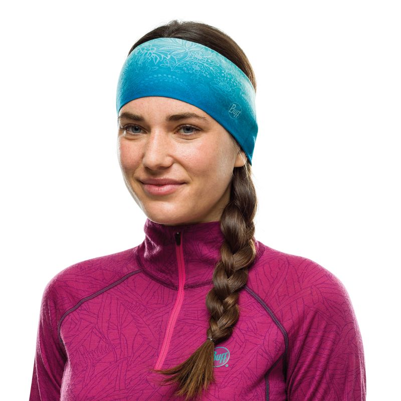 Повязка на голову спортивная Buff Headband CoolNet Blossom Turquoise Фото 2