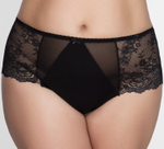 Соблазнительные трусики-бразилиана с кружевными бочками (Размер: L) (Цвет: черный)
