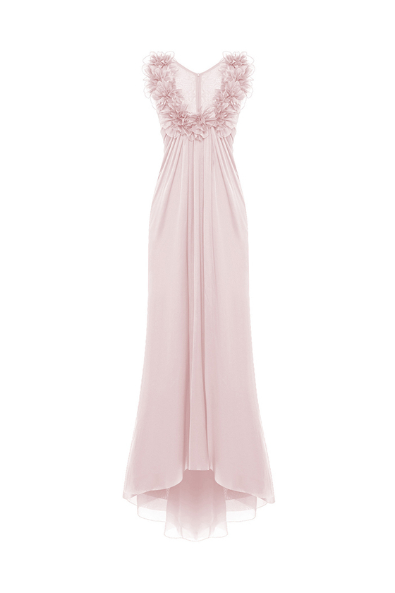 Драпированное платье макси из шелка и шифона с цветами