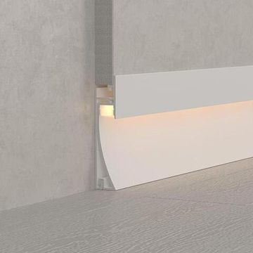 Встраиваемый двухкомпонентный профиль-плинтус 2м 045297 белый PLINTUS-H58-F-2000 WHITE Arlight