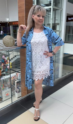 Белая ажурная туника с шитьем