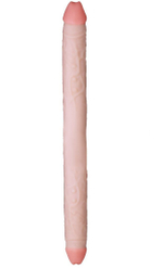 Двусторонний фаллоимитатор из неоскин - 49,5 см. (Цвет: телесный)