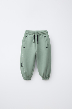 ZARA БРЮКИ-ДЖОГГЕРЫ ИЗ ТКАНИ ИНТЕРЛОК, СВЕТЛО-ЗЕЛЕНЫЙ