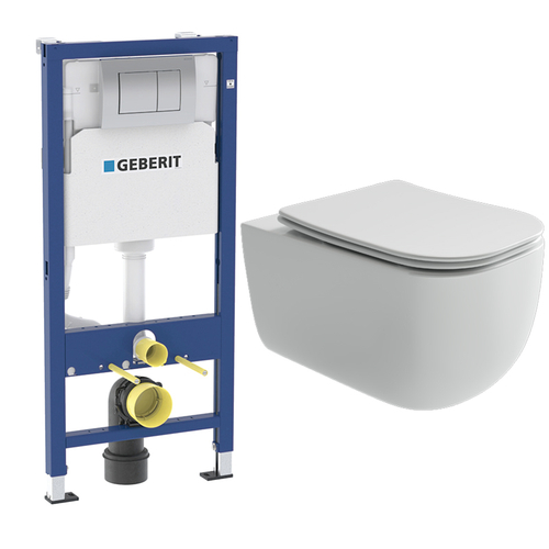 Комплект подвесной безободковый унитаз Ceramica Nova Noel CN3013 с сиденьем микролифт + инсталляция Geberit Delta 458.163.21.1 с панелью смыва, хром глянцевый