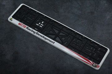 Пластиковая рамка номера с защелкой "TRD" (Белая)