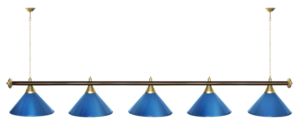 Лампа STARTBILLIARDS 5 пл. (плафоны зеленые,штанга золотая,фурнитура золото)