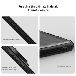 Чехол прозрачный тонированный (Transparent Black) от Nillkin с металлической крышкой и MagSafe на OnePlus 13, серия CamShield Prop Magnetic Case