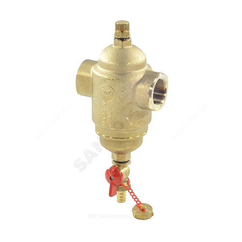 Фильтр магнитный сетчатый T-образный латунь Ду 32 Ру10 G1 1/4" ВР R146M со сливным краном Giacomini R146MY016