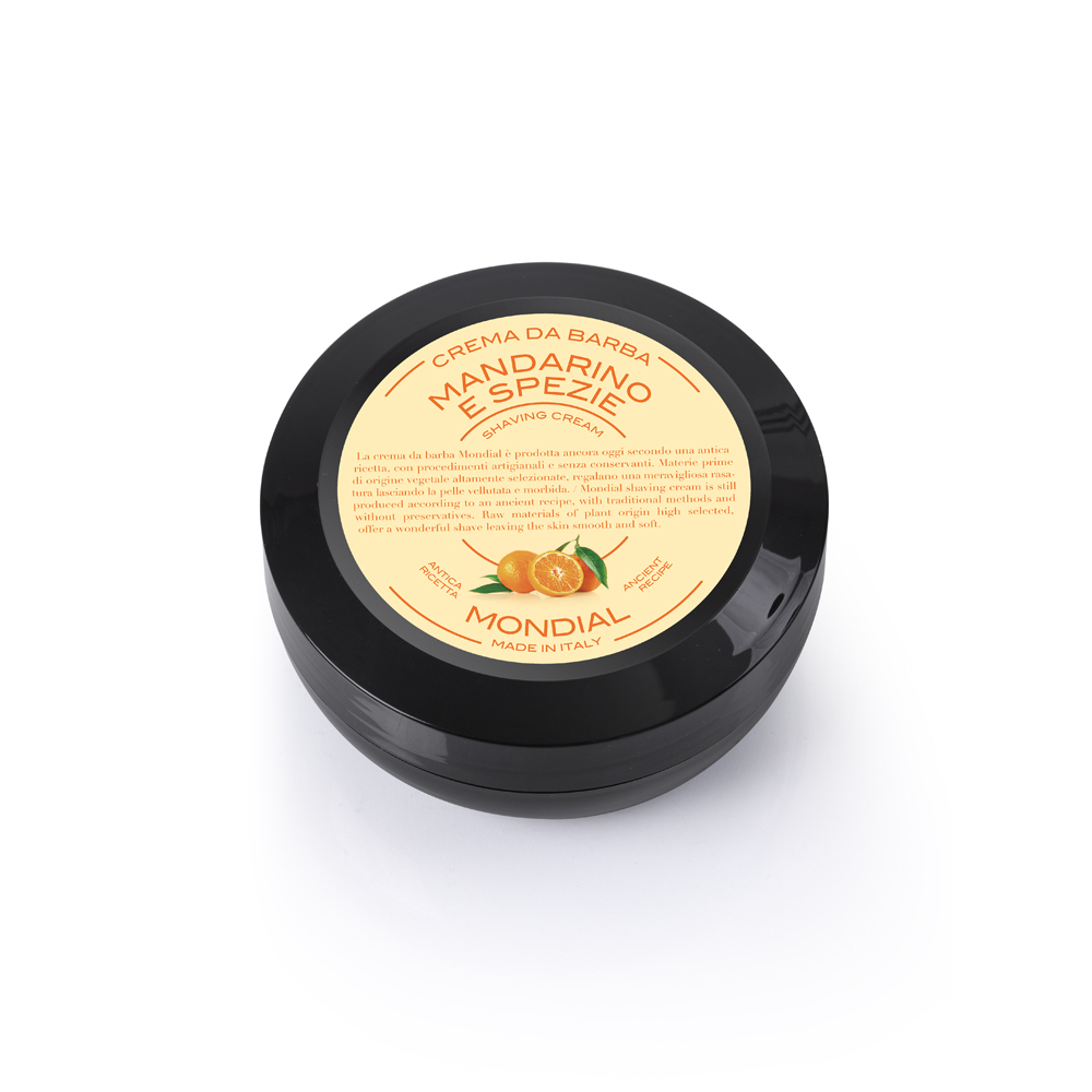 Фото крем для бритья Mondial "MANDARINO E SPEZIE" с ароматом мандарина и специй пластиковая чаша 75 мл
