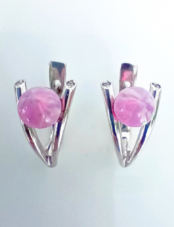 Серьги Эстерелла, серебро 925*, родирование, опал синтетический/Ф