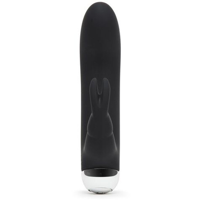Черный вибратор с клиторальным отростком Greedy Girl Mini Rabbit Vibrator - 14 см. (Цвет: черный)