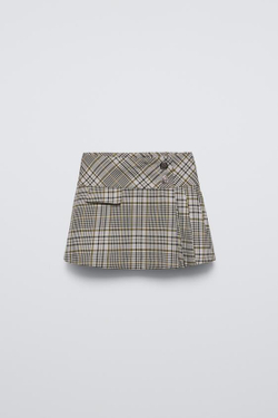 ZARA ЮБКА В КЛЕТКУ, ЗЕЛЕНЫЙ