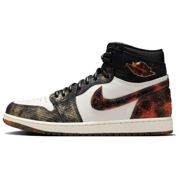 Jordan Air Jordan 1 Винтажные баскетбольные площадки, Высокие вершины Черно-белых Оранжевыхунисекс