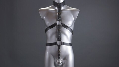 Комплект мужской "подчинение" (Цвет: черный с серебряным)