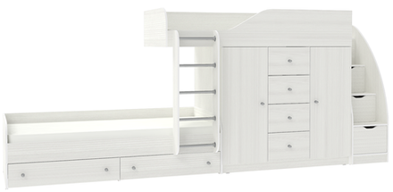 Кровать двухъярусная КарИВи Астра 6 с лестницей Комод КарИВиом Белое Дерево Белое Дерево