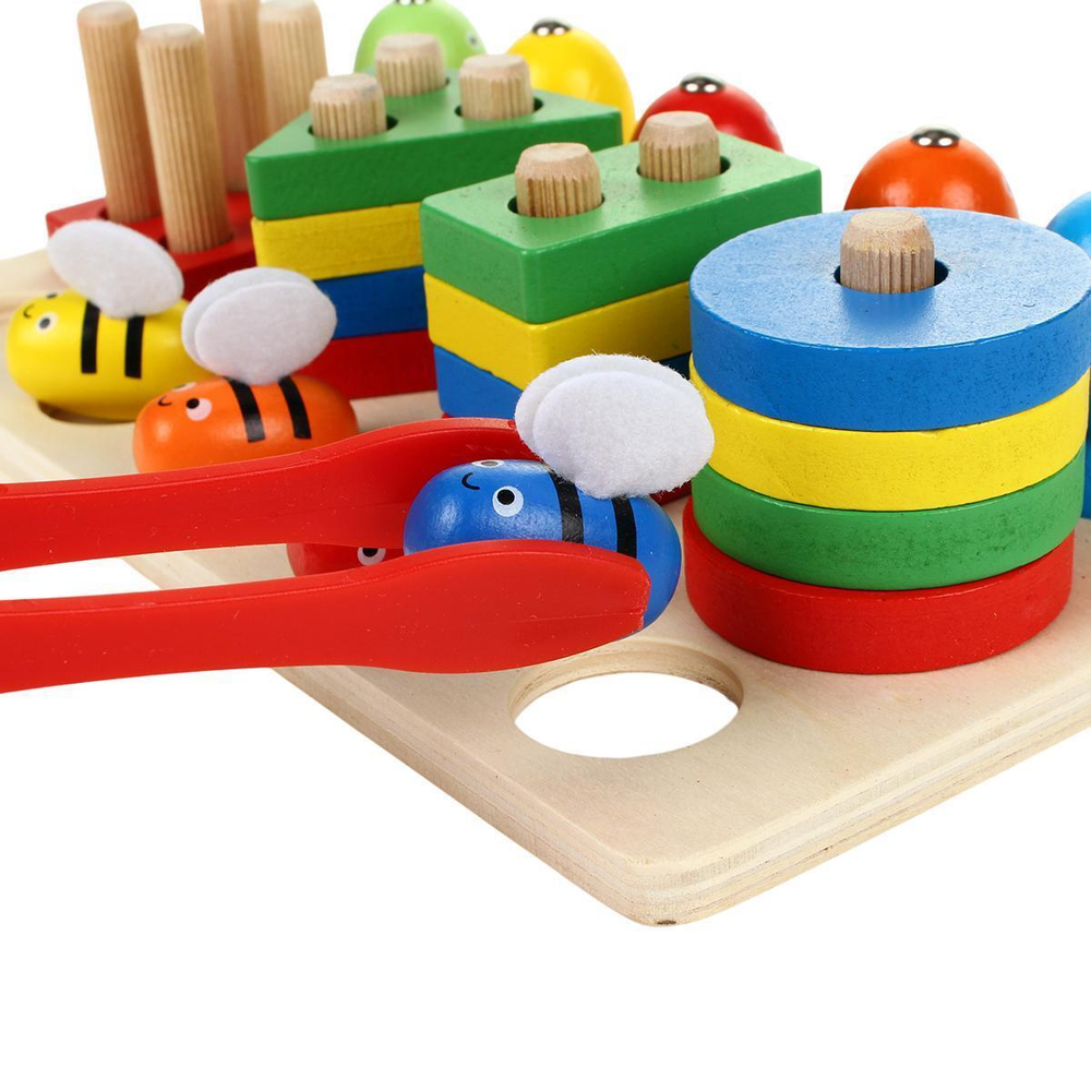 Развивающая игрушка 3 в 1 деревянная (2 вида сортер, рыбалка), коробка C-41641