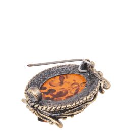 AM-4108 Брошь «Маркиза Рассвет» (латунь, янтарь)