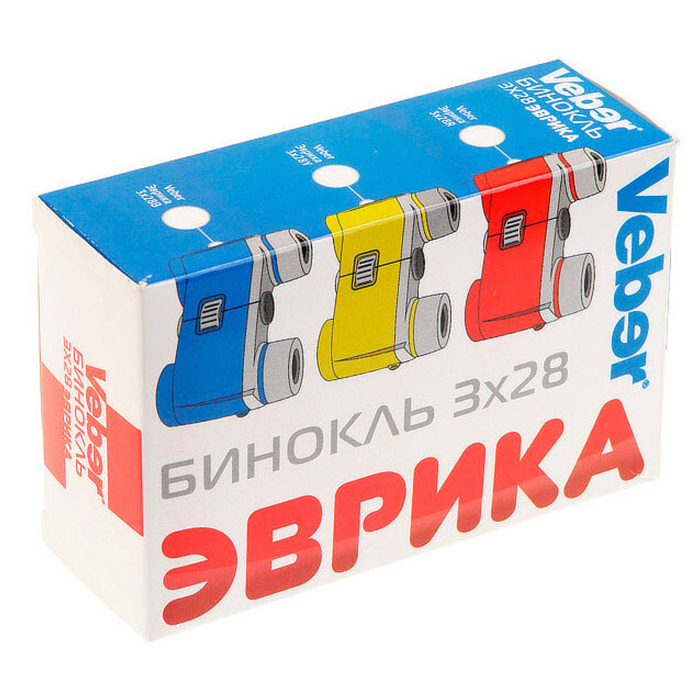 Бинокль детский Veber «Эврика» 3х28, красный