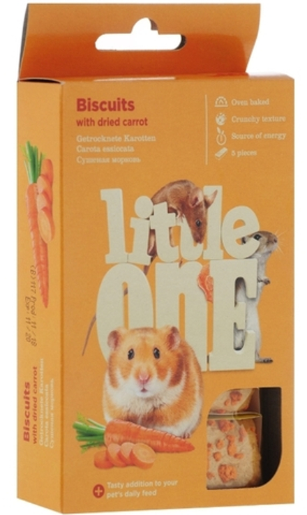 Лакомство для грызунов Little One 35г Бисквиты для декоративных животных с морковью и шпинатом