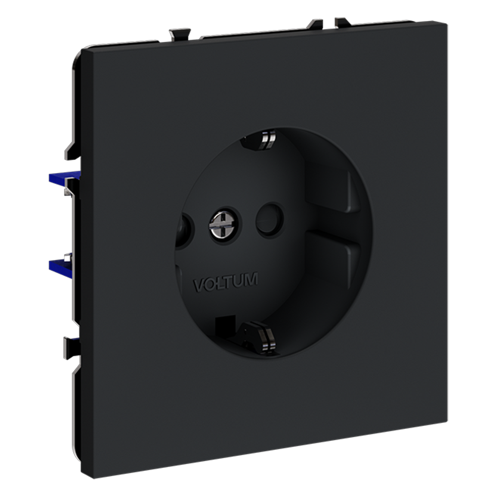 Розетка встраиваемая VOLTUM S70 с заземлением и защитными шторками, 16А, (графит)
