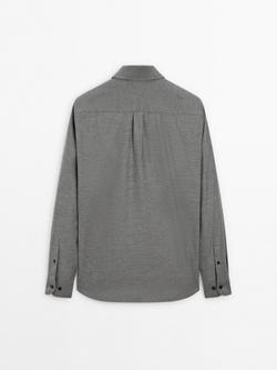 Massimo Dutti Рубашка из 100% хлопкового твила, серый