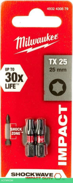 Насадка для электроинструмента Milwaukee Shockwave TX25 25мм 2шт (4932430879)
