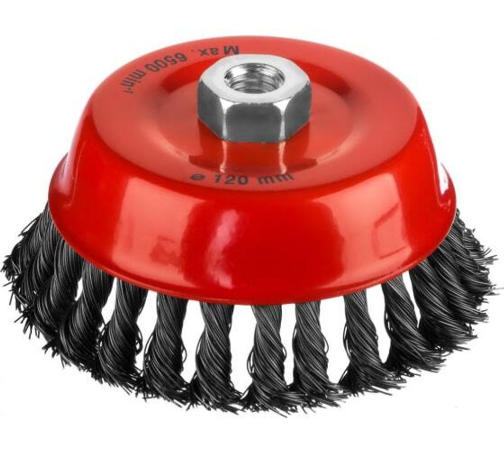 Щетка-крацовка MIRAX чашечная для УШМ жгут. стальная проволока 0,5 мм 120 мм