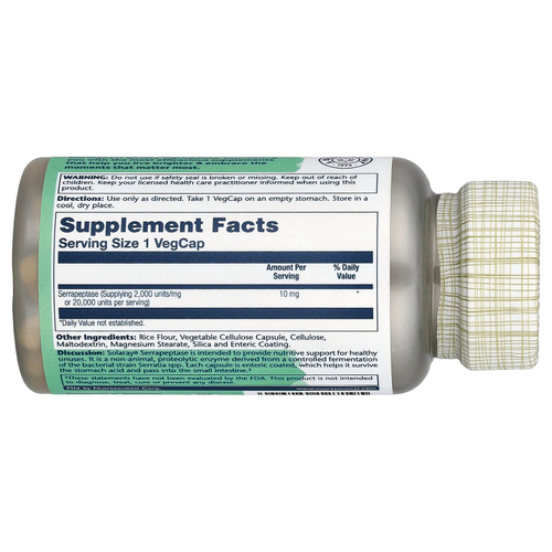 Solaray, Serrapeptase, 10 мг, 90 капсул