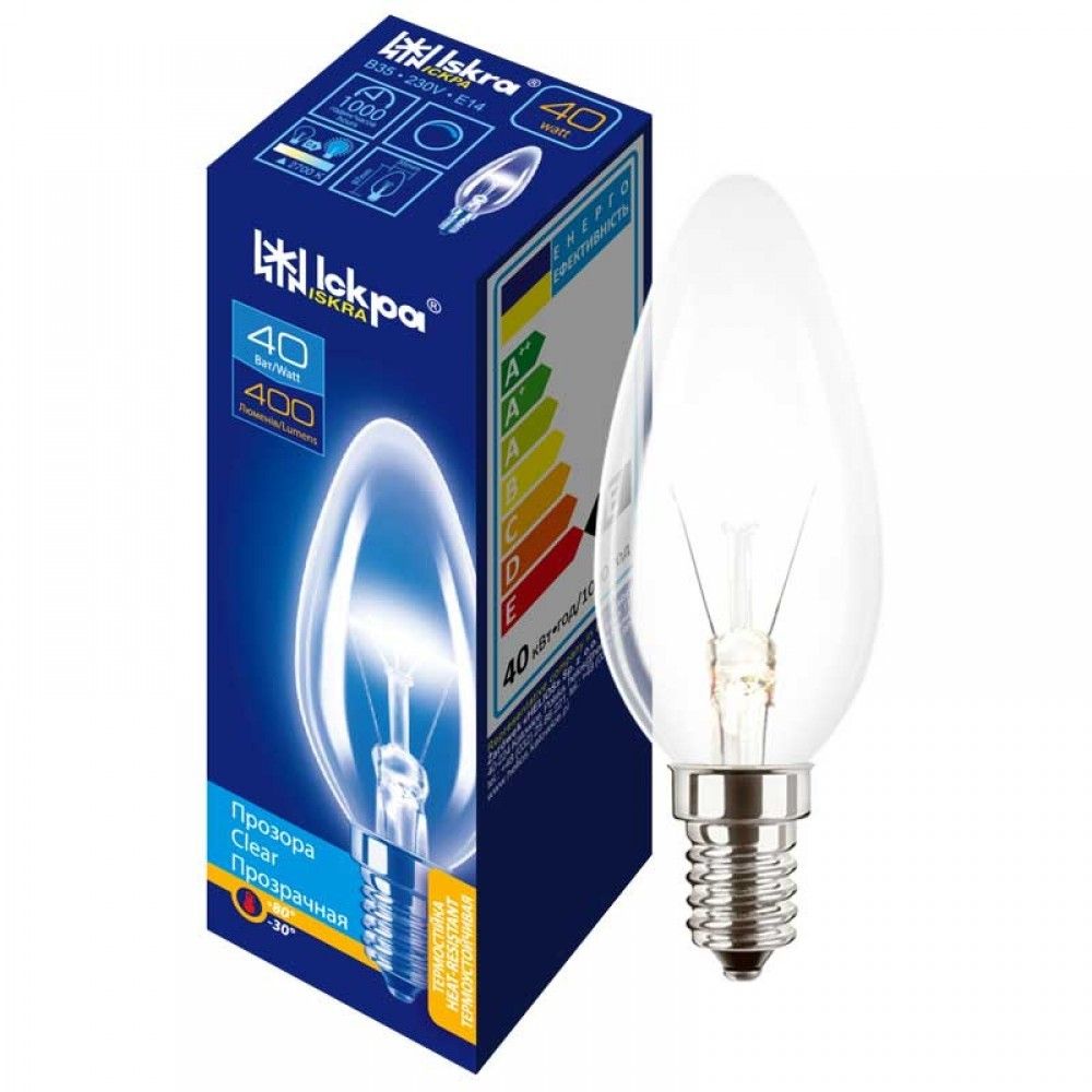Лампочка 40В Искра (10) свеча